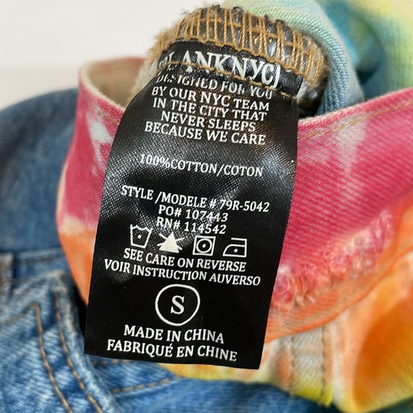 Blank NYC Denim Jean Jacket Size S Small Rainbow Colors and Cropped Look - Picture 10 of 11